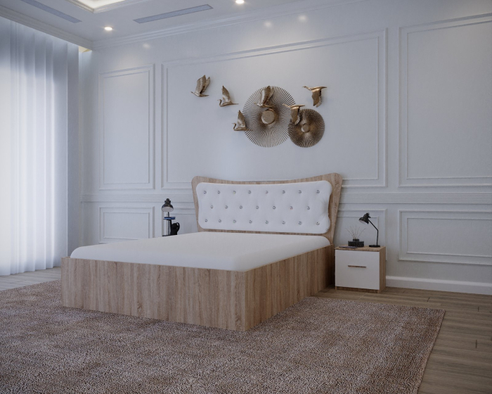 Set Pat Vista Tapitat Sonoma&Alb cu Noptiere [6]