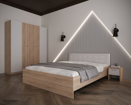 Seturi Dormitor - Dormitor Adria Tapitat 4 Usi Sonoma&Alb