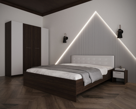 Seturi Dormitor - Dormitor Adria Tapitat 4 Usi Wenge&Alb