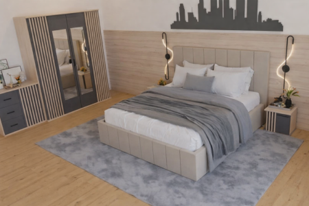 Set dormitor 180x200 - Dormitor Dallas Cu Pat Nobless Tapitat