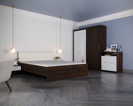 Seturi Dormitor - Dormitor Gossip Tapitat Wenge&Alb