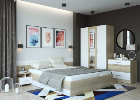 Seturi Dormitor - Dormitor Lesi Sonoma&Alb 3 Usi