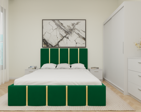 Set dormitor 180x200 - Dormitor MILANO Tapitat 2 usi Alb