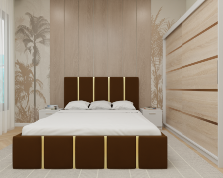 Set dormitor 180x200 - Dormitor MILANO Tapitat, 200X200 Alb&Sonoma fara oglinda, Somiera Rabatabila