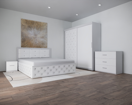 Seturi Dormitor - Dormitor Nemira New Alb Tapitat 2 Usi