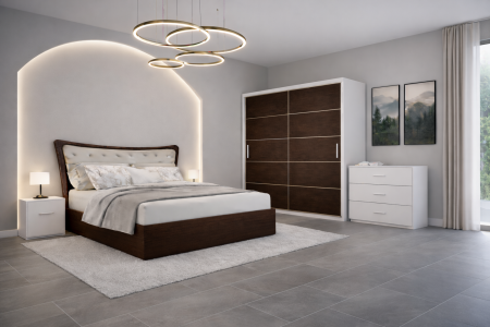 Set dormitor 140x200 - Dormitor Tapitat cu Somiera Rabatabila Vista 200x200