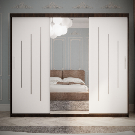 Dulap 3 Usi - Dressing Venus Space 230*200 Cu Oglinda Wenge&Alb,