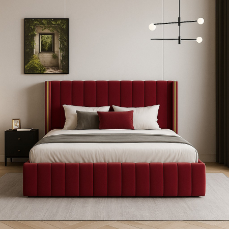 Paturi Premium - Pat Golden Tapitat cu Somiera Rabatabila