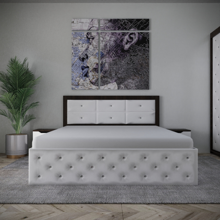 Set Pat cu Noptiere - Set Pat Nemira New Wenge&Alb cu Noptiere