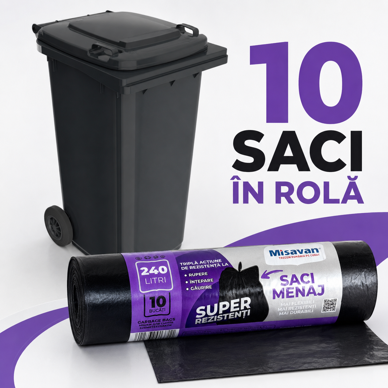 Saci menajeri Misavan Super Rezistenți 240 L – 10 bucăți/rolă [4]