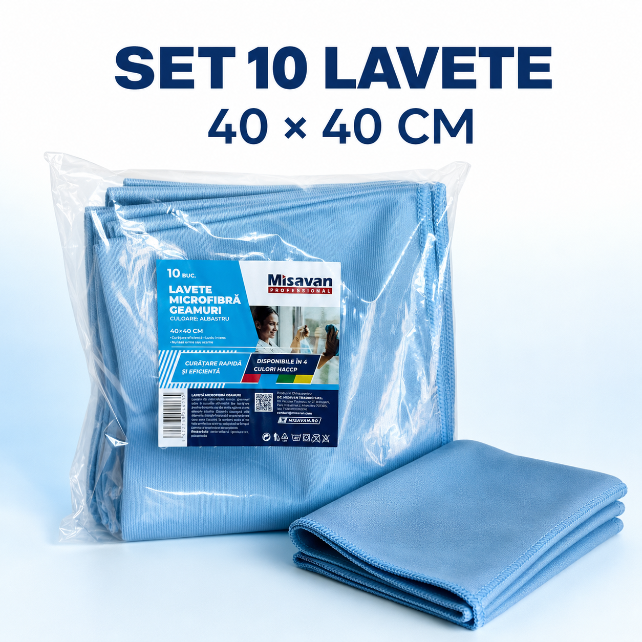 Misavan Professional Lavete Microfibră Geamuri 40x40 cm Set 10 Bucăți Culori HACCP [3]