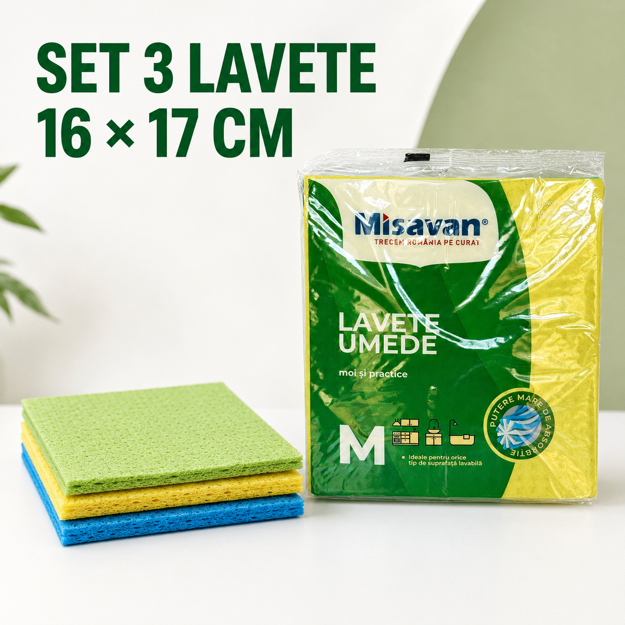 Misavan Lavete Umede Universale Absorbante M 16x17 cm Set 3 Bucăți [3]