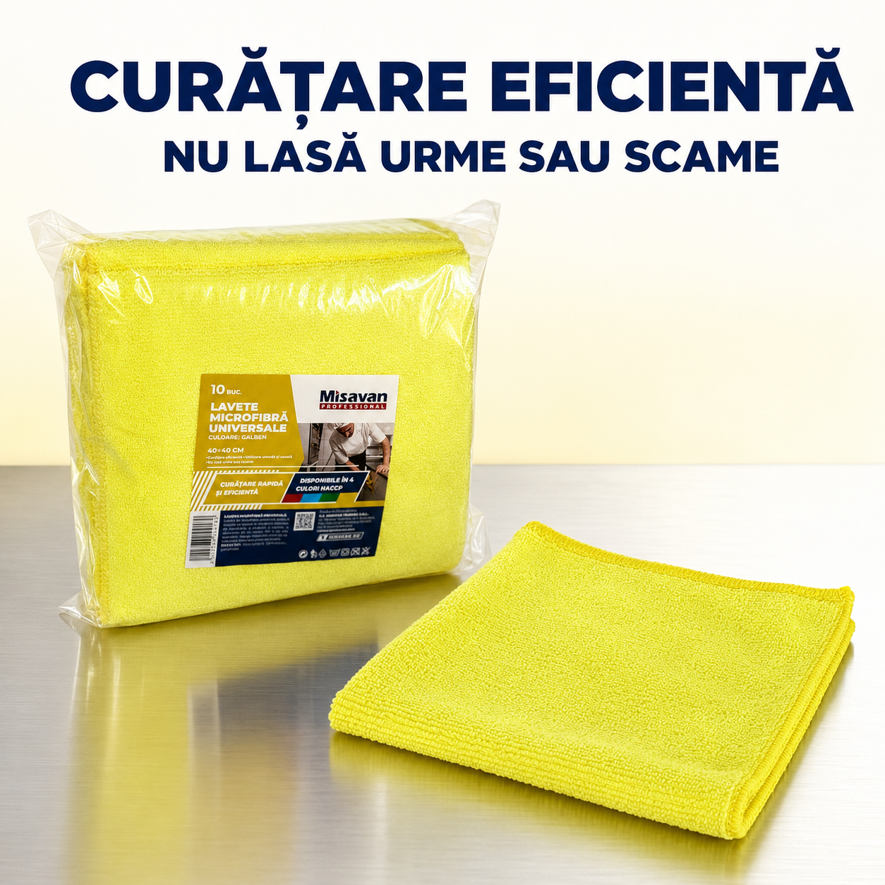 Misavan Professional Lavete Microfibră Universale 40x40 cm Set 10 Bucăți Culori HACCP [5]