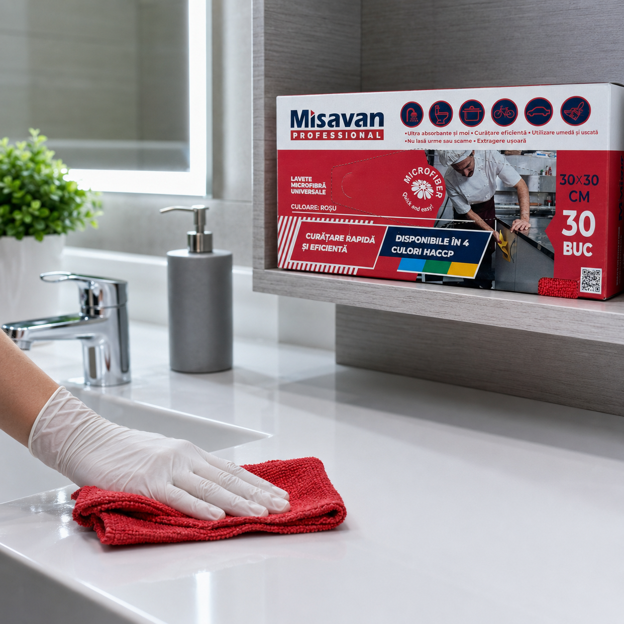 Misavan Professional Lavete Universale Microfibră 30x30 cm Set 30 Bucăți Culori HACCP [2]