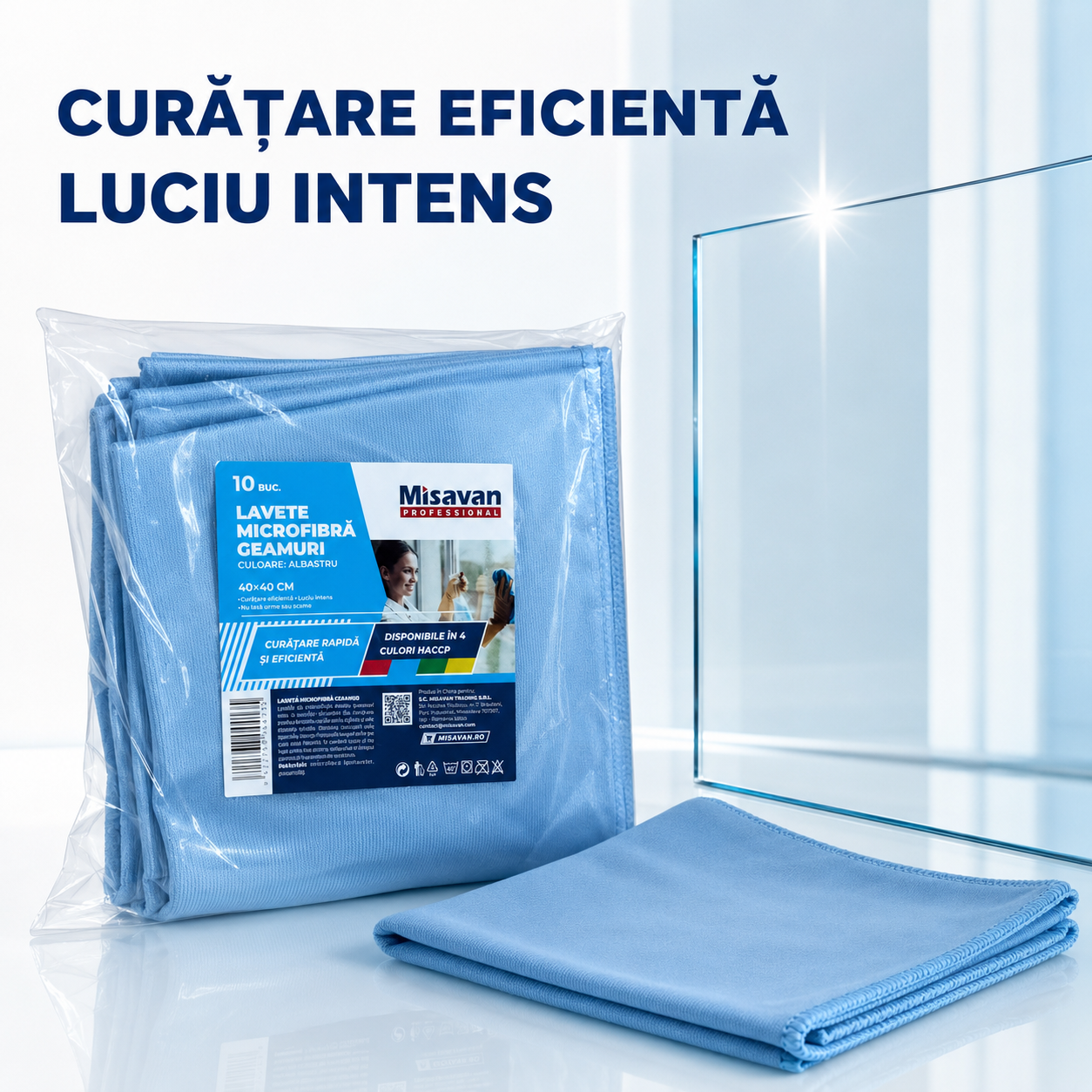 Misavan Professional Lavete Microfibră Geamuri 40x40 cm Set 10 Bucăți Culori HACCP [4]