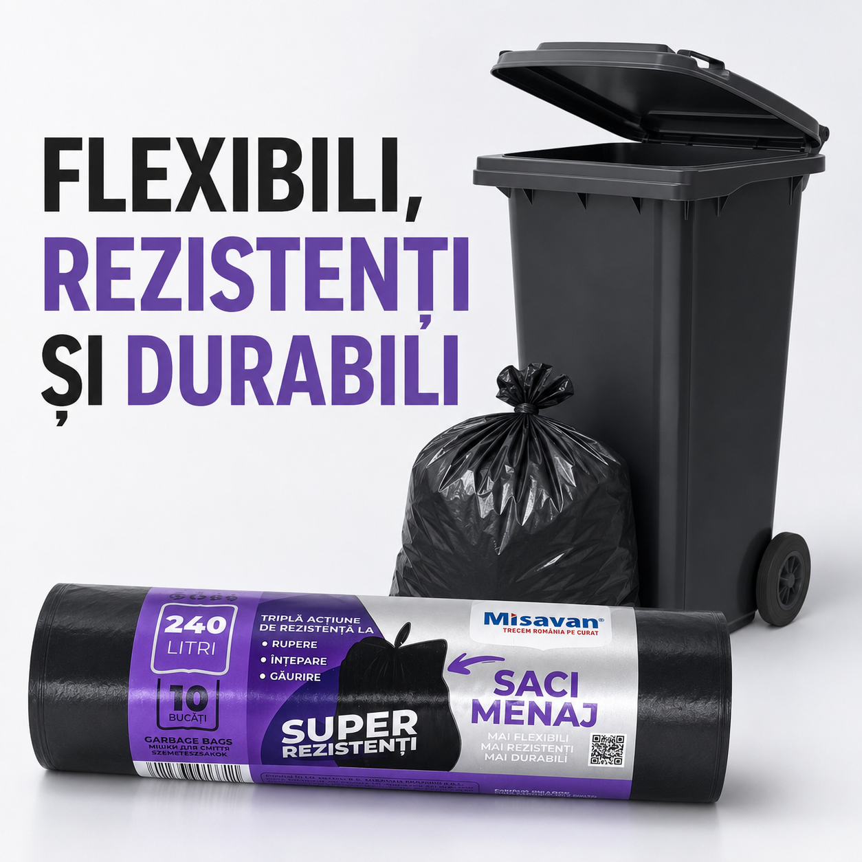 Saci menajeri Misavan Super Rezistenți 240 L – 10 bucăți/rolă [6]