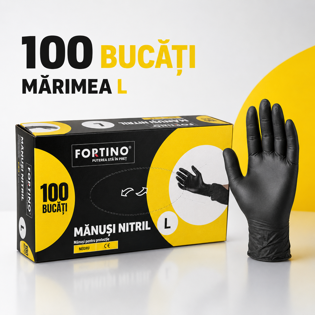 Mănuși din nitril negre Fortino mărimea L – 100 bucăți [4]