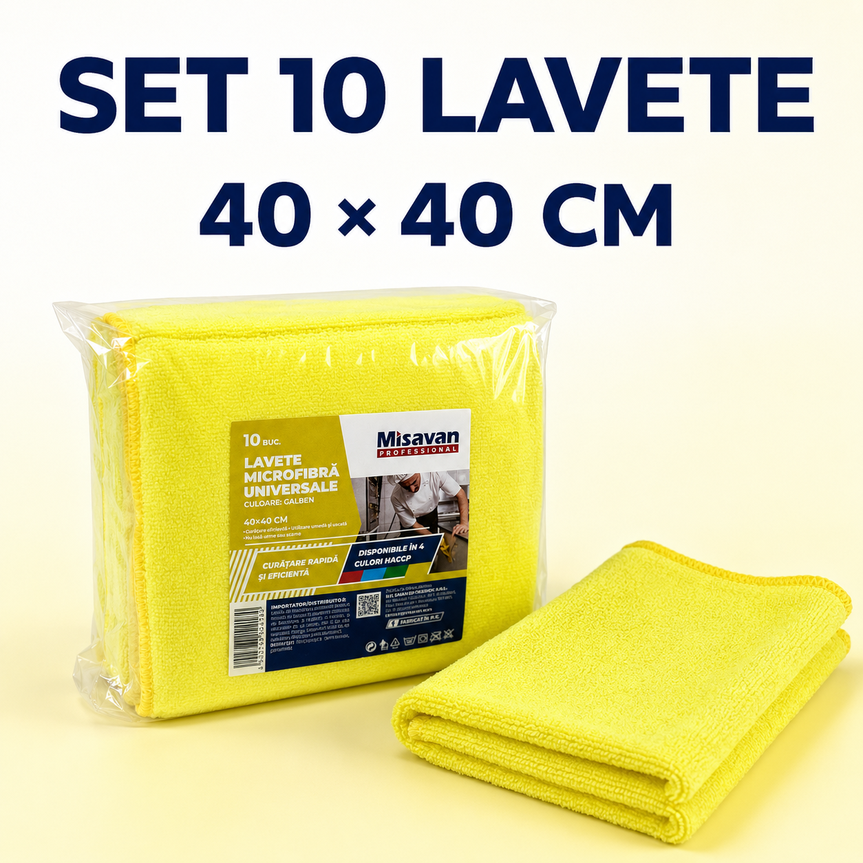 Misavan Professional Lavete Microfibră Universale 40x40 cm Set 10 Bucăți Culori HACCP [3]