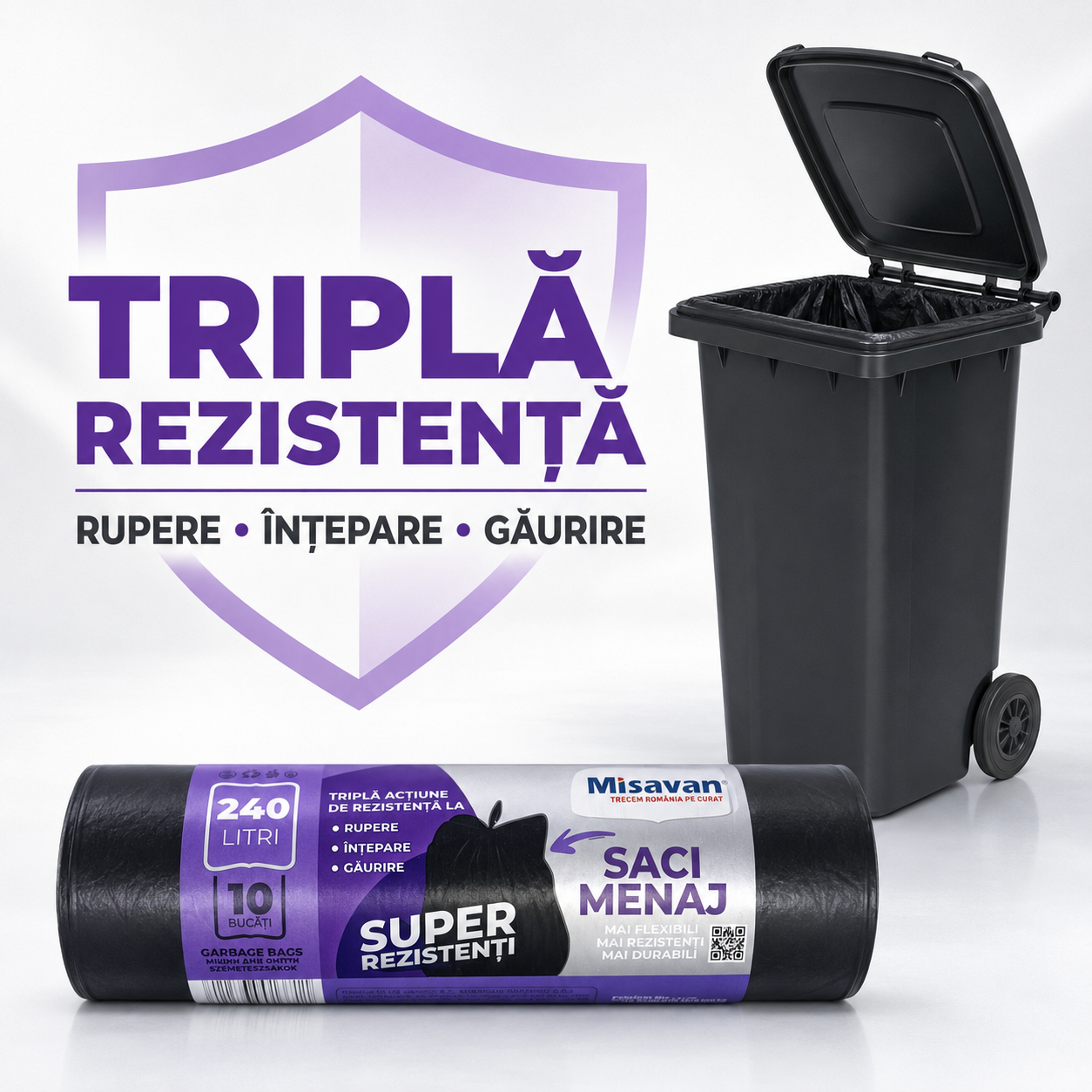 Saci menajeri Misavan Super Rezistenți 240 L – 10 bucăți/rolă [5]