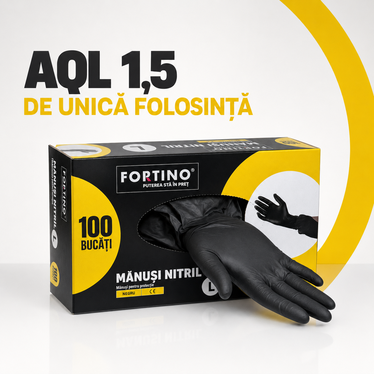 Mănuși din nitril negre Fortino mărimea L – 100 bucăți [6]