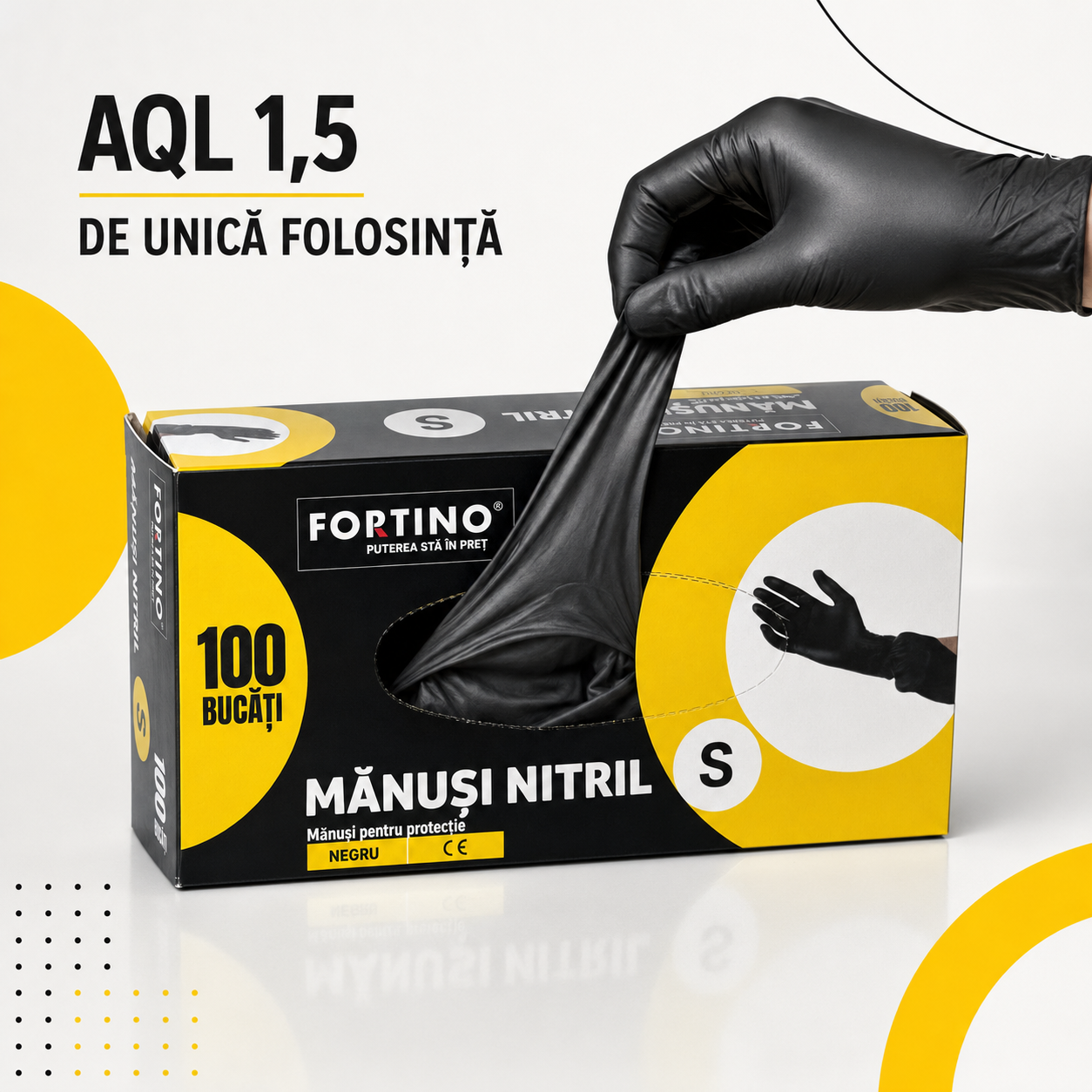 Mănuși din nitril negre Fortino mărimea S – 100 bucăți [6]