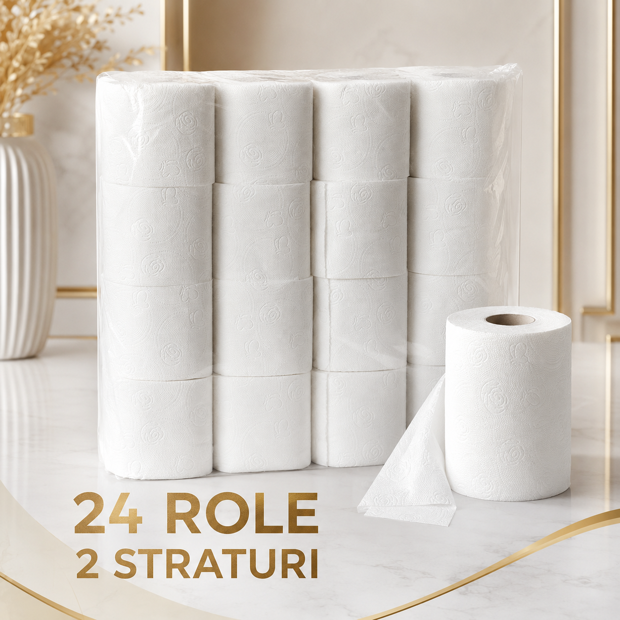 Hârtie igienică Hotel albă, 2 straturi – set 24 role [3]