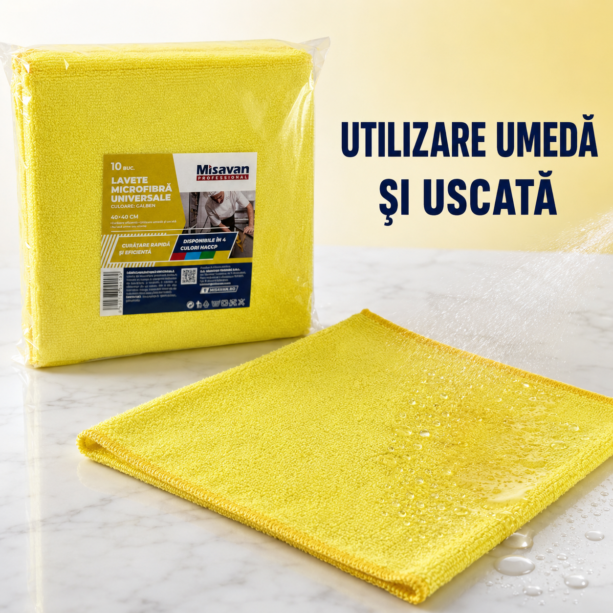 Misavan Professional Lavete Microfibră Universale 40x40 cm Set 10 Bucăți Culori HACCP [4]