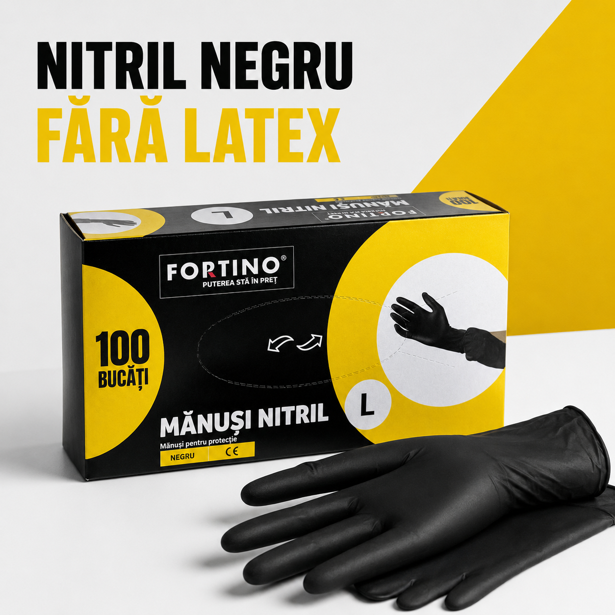 Mănuși din nitril negre Fortino mărimea L – 100 bucăți [5]