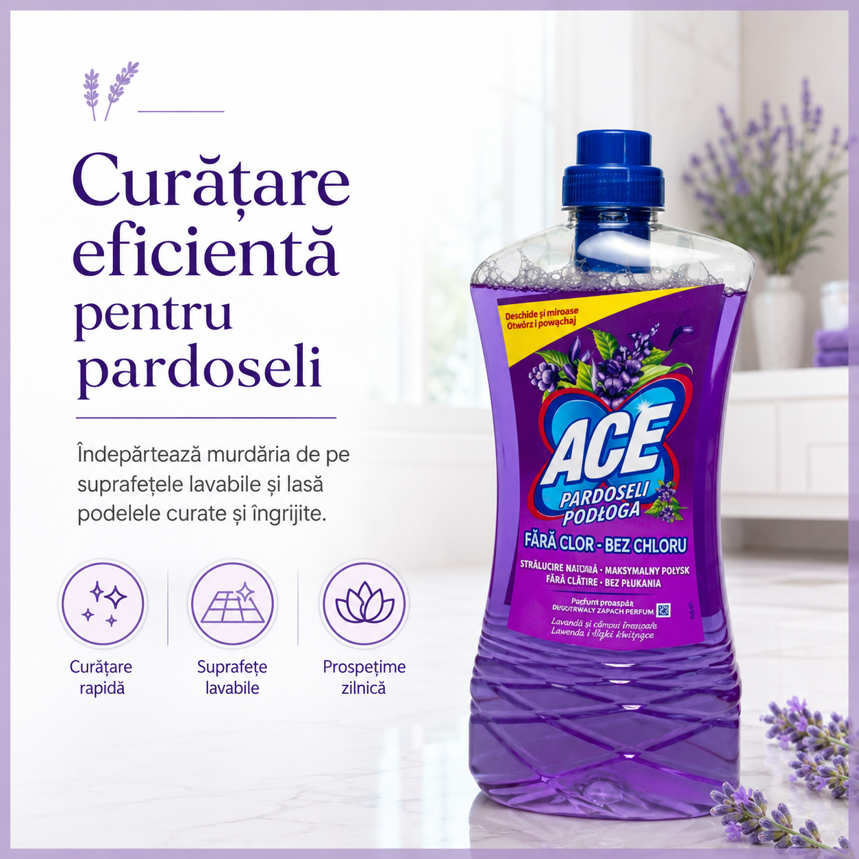 ACE Detergent pentru Pardoseli cu Parfum de Lavandă 1 L [3]