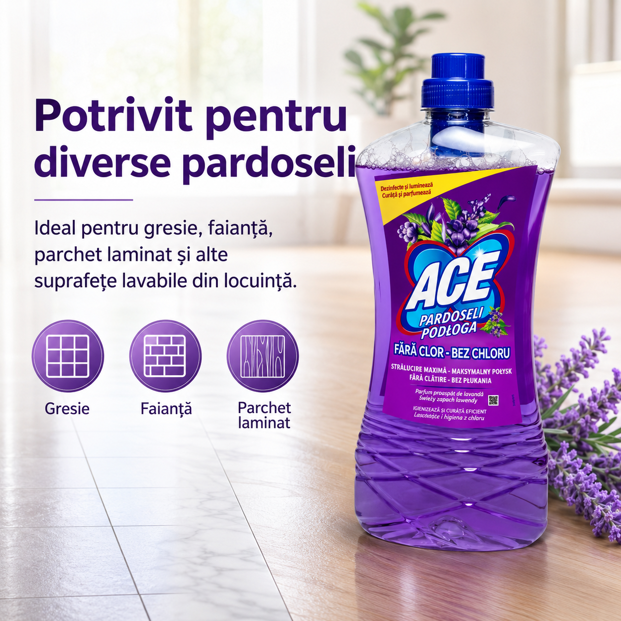 ACE Detergent pentru Pardoseli cu Parfum de Lavandă 1 L [6]
