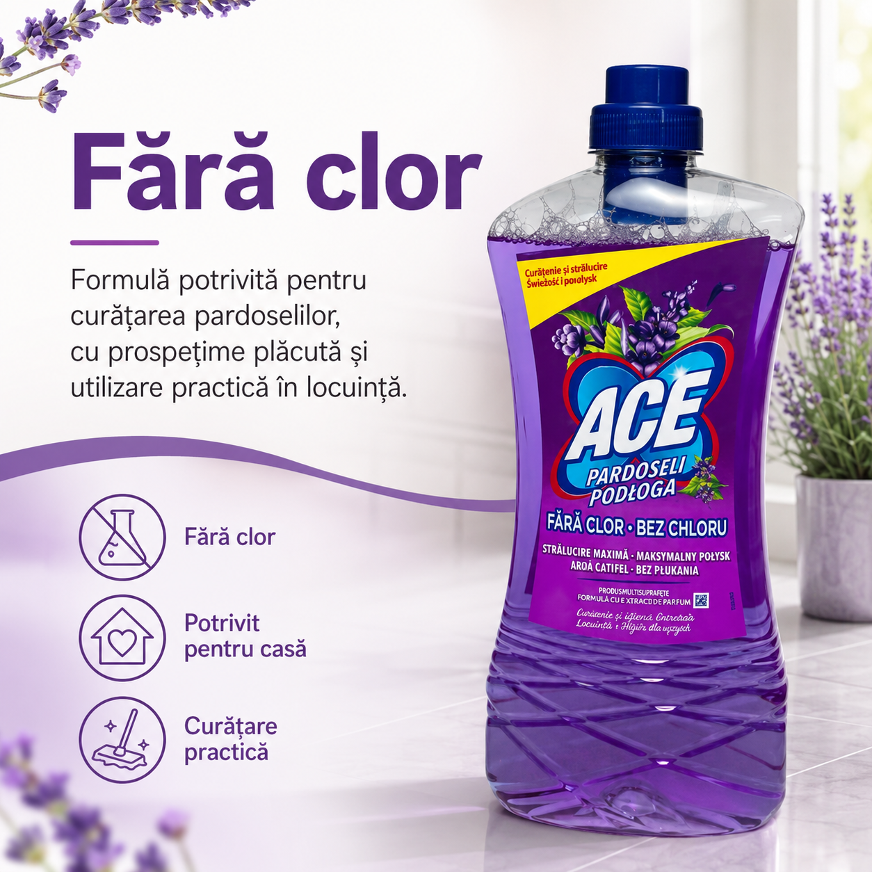 ACE Detergent pentru Pardoseli cu Parfum de Lavandă 1 L [4]