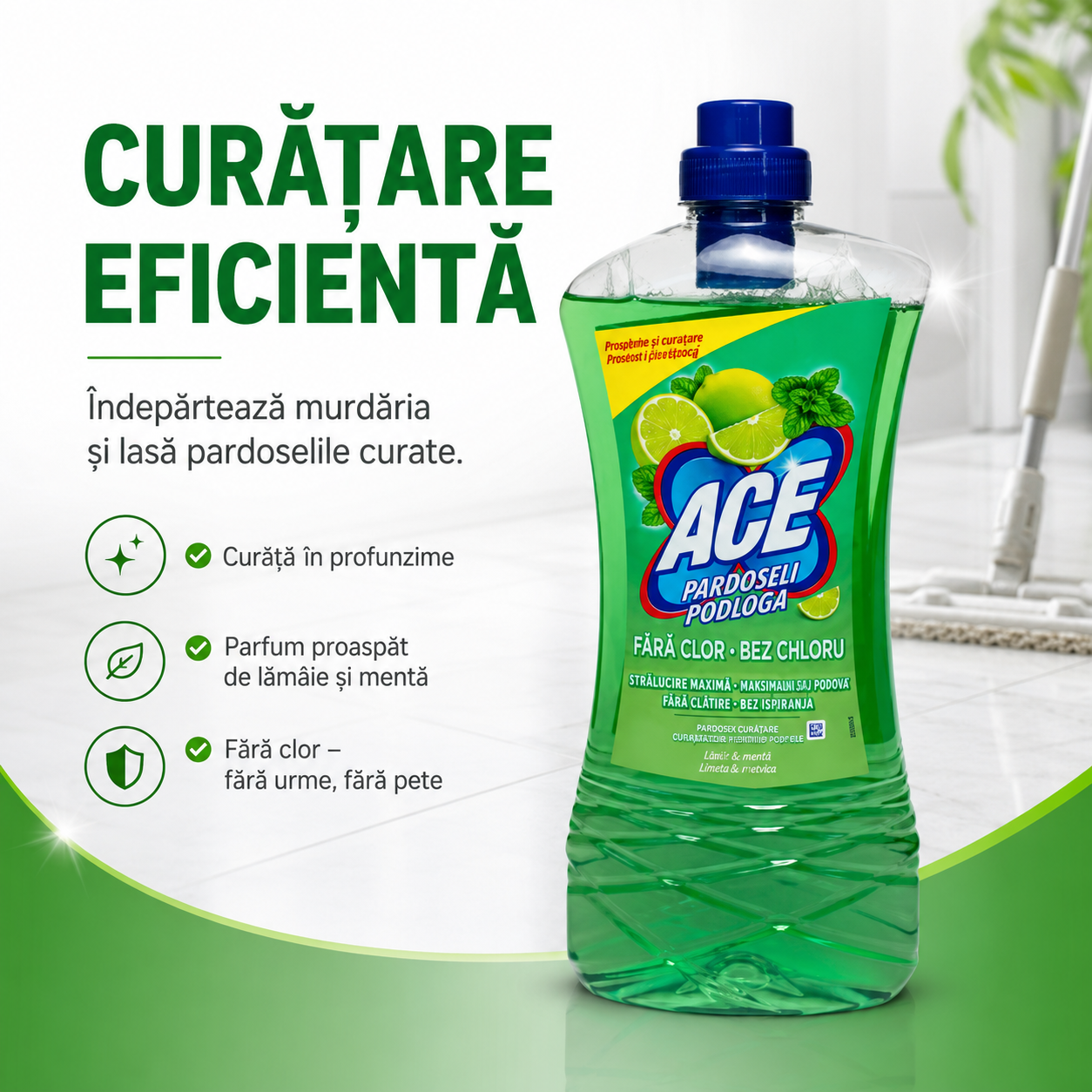 ACE Detergent pentru Pardoseli Mentă și Lime 1 L [3]