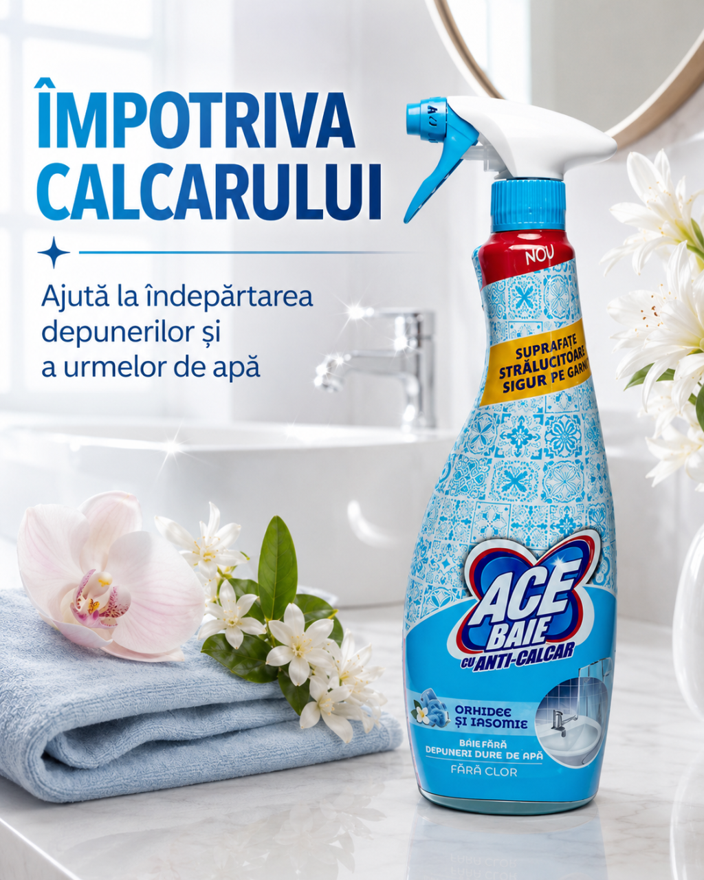 ACE Spray Soluție Anti-Calcar pentru Baie Orhidee si Iasomie 650 ml [5]