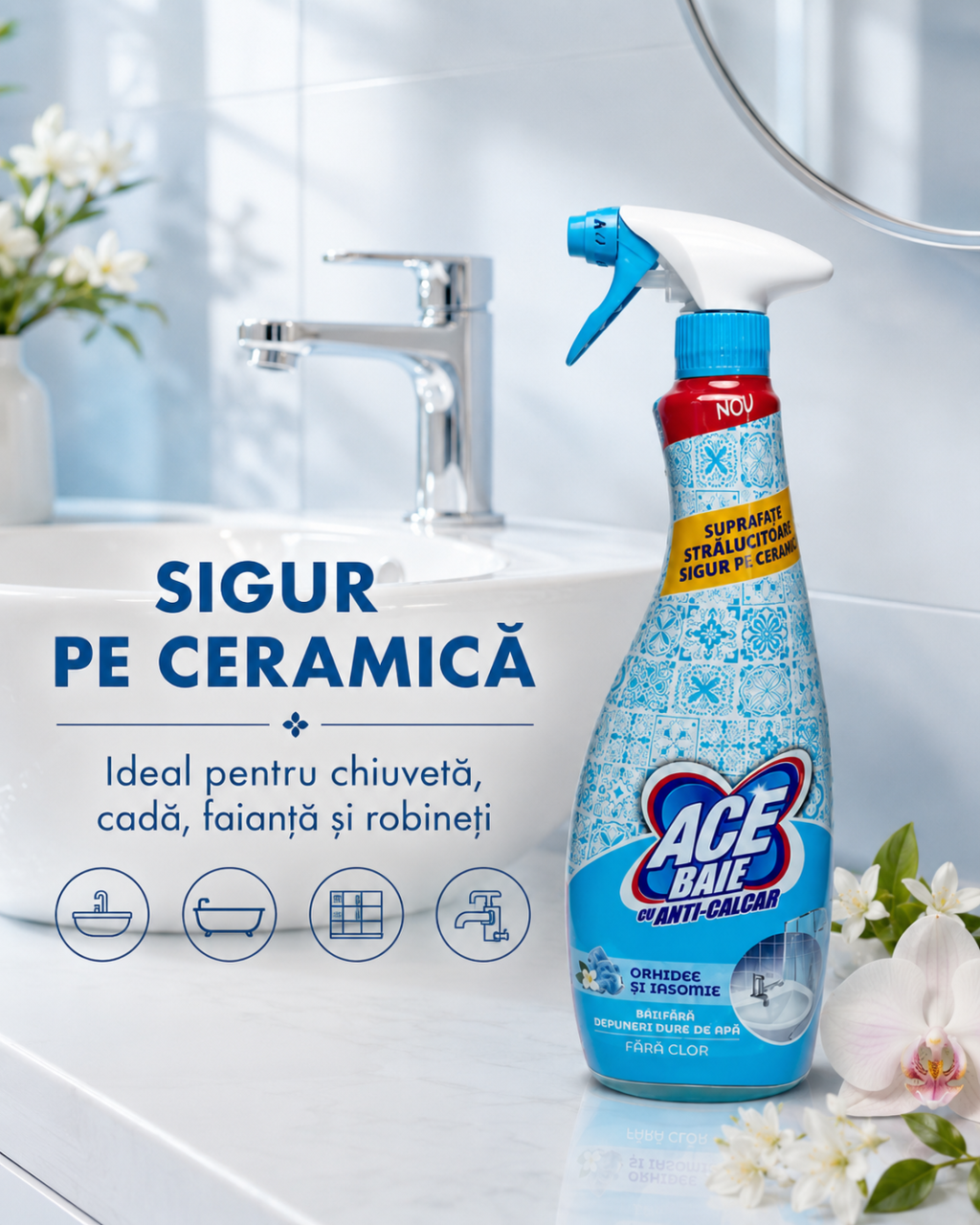 ACE Spray Soluție Anti-Calcar pentru Baie Orhidee si Iasomie 650 ml [4]