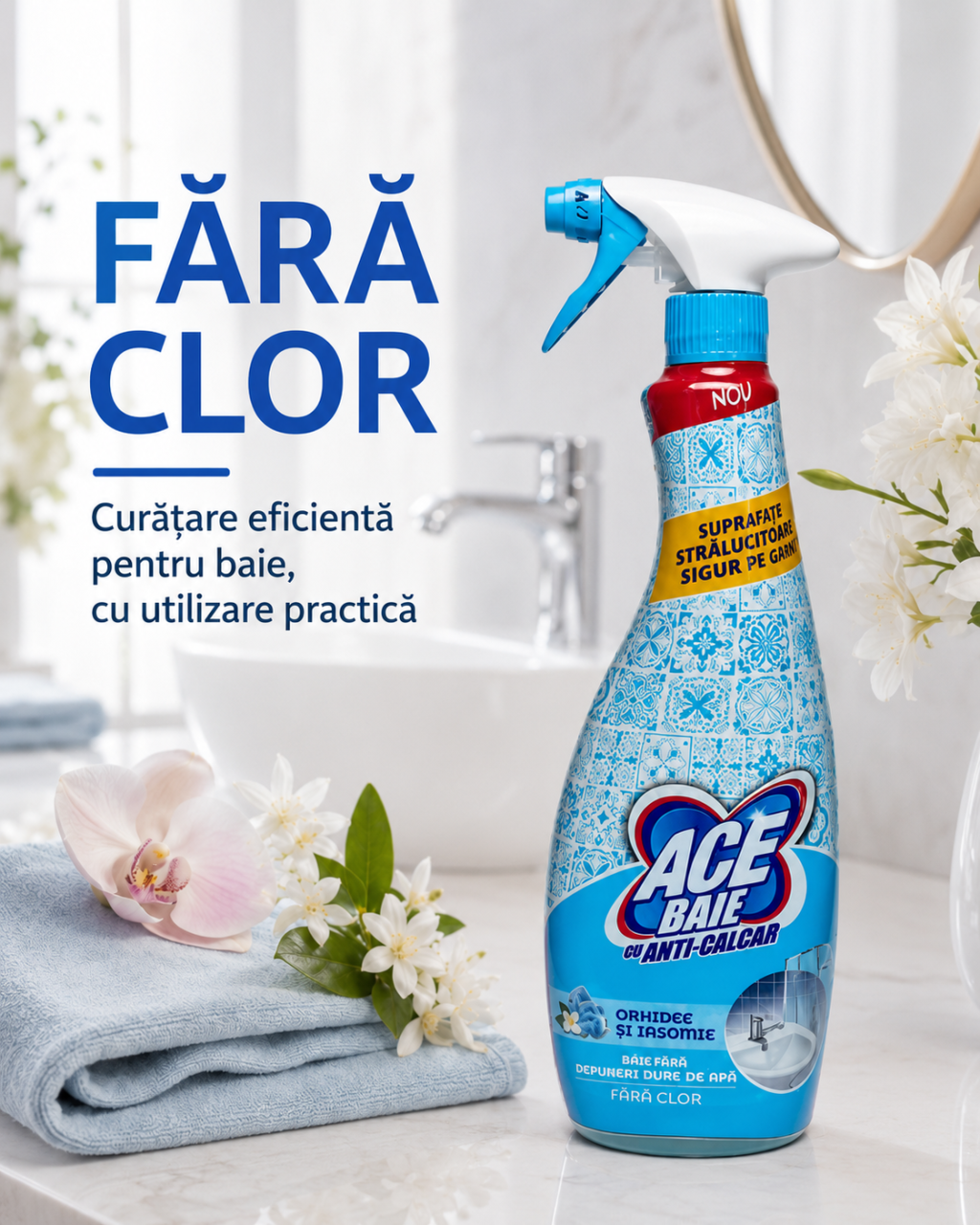 ACE Spray Soluție Anti-Calcar pentru Baie Orhidee si Iasomie 650 ml [3]