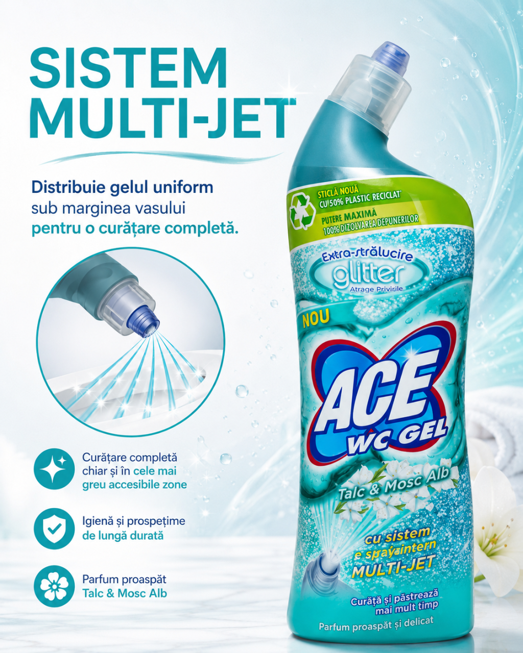 ACE WC Glitter Gel Decalcifiant Talc si Mosc Alb 700 ml [5]