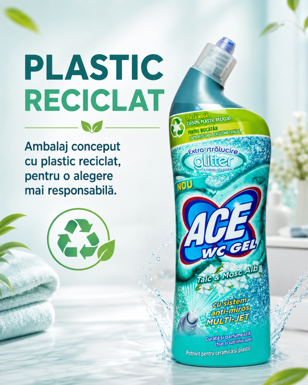 ACE WC Glitter Gel Decalcifiant Talc si Mosc Alb 700 ml [6]