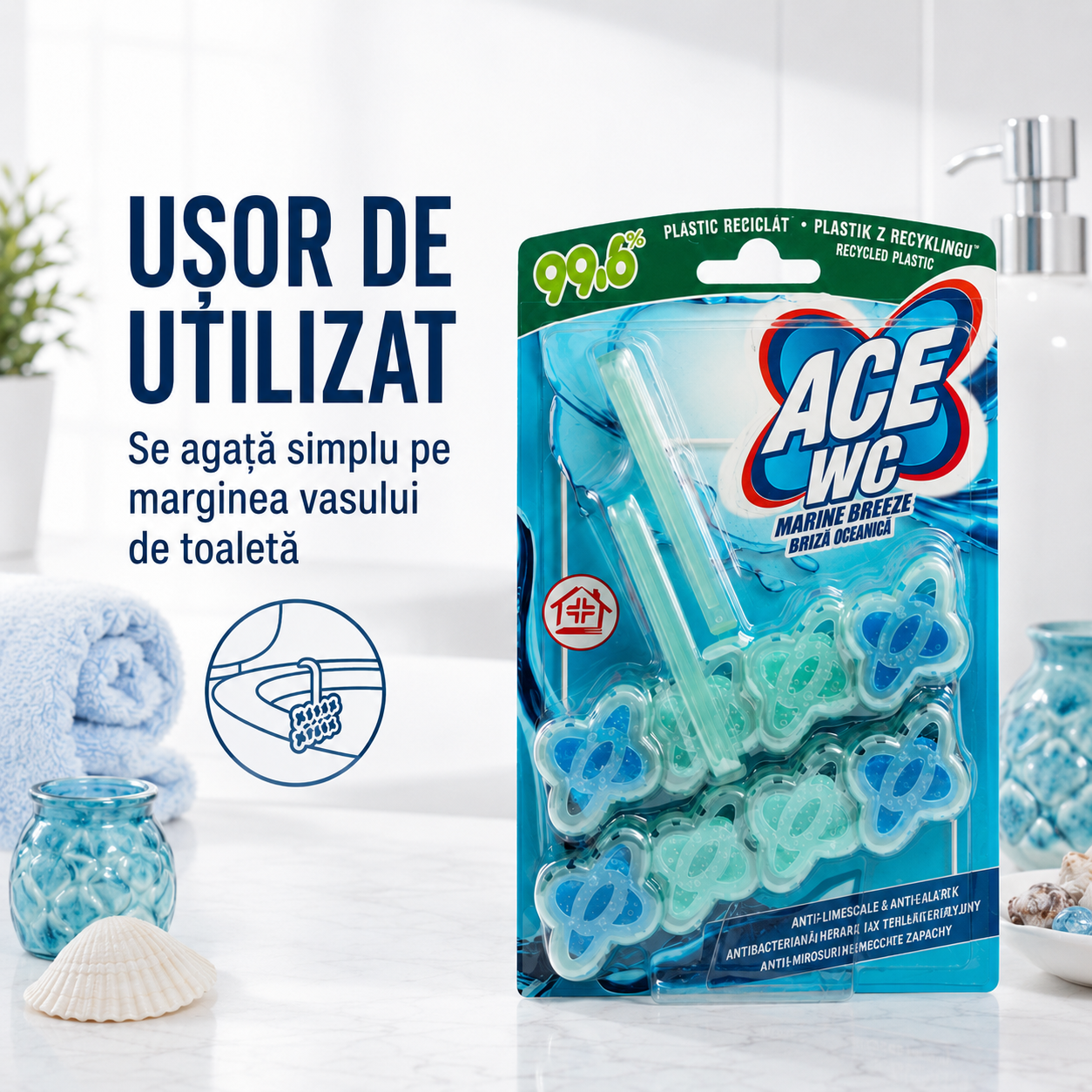ACE WC Odorizant Toaletă Briză Marină 2 x 48 g [6]