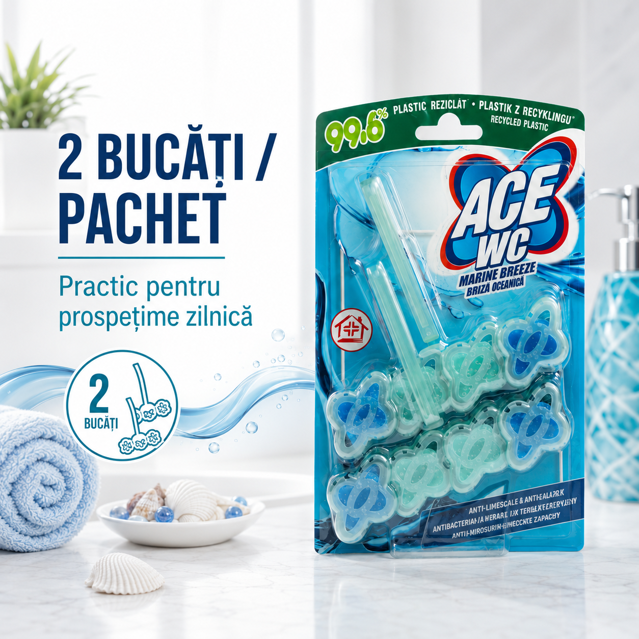 ACE WC Odorizant Toaletă Briză Marină 2 x 48 g [3]