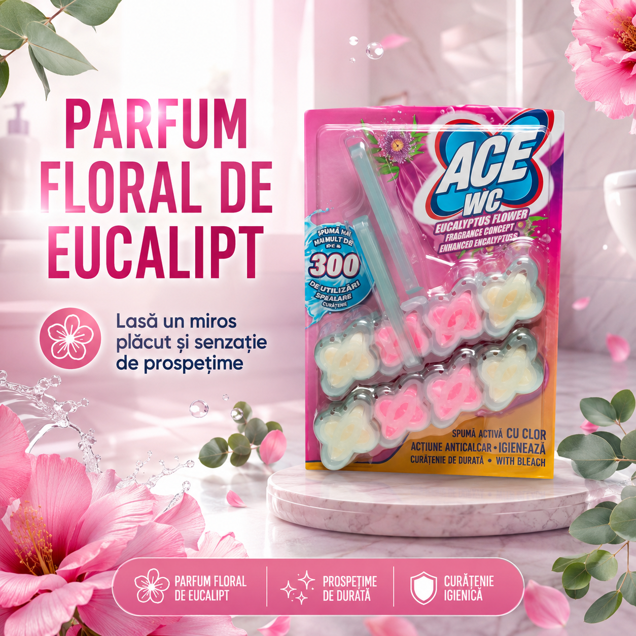 ACE WC Odorizant Toaletă Flori de Eucalipt 2 x 48 g [6]