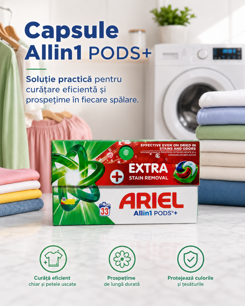 Ariel All in 1 Pods Extra Stain Removal Detergent Capsule 33 Capsule [6]