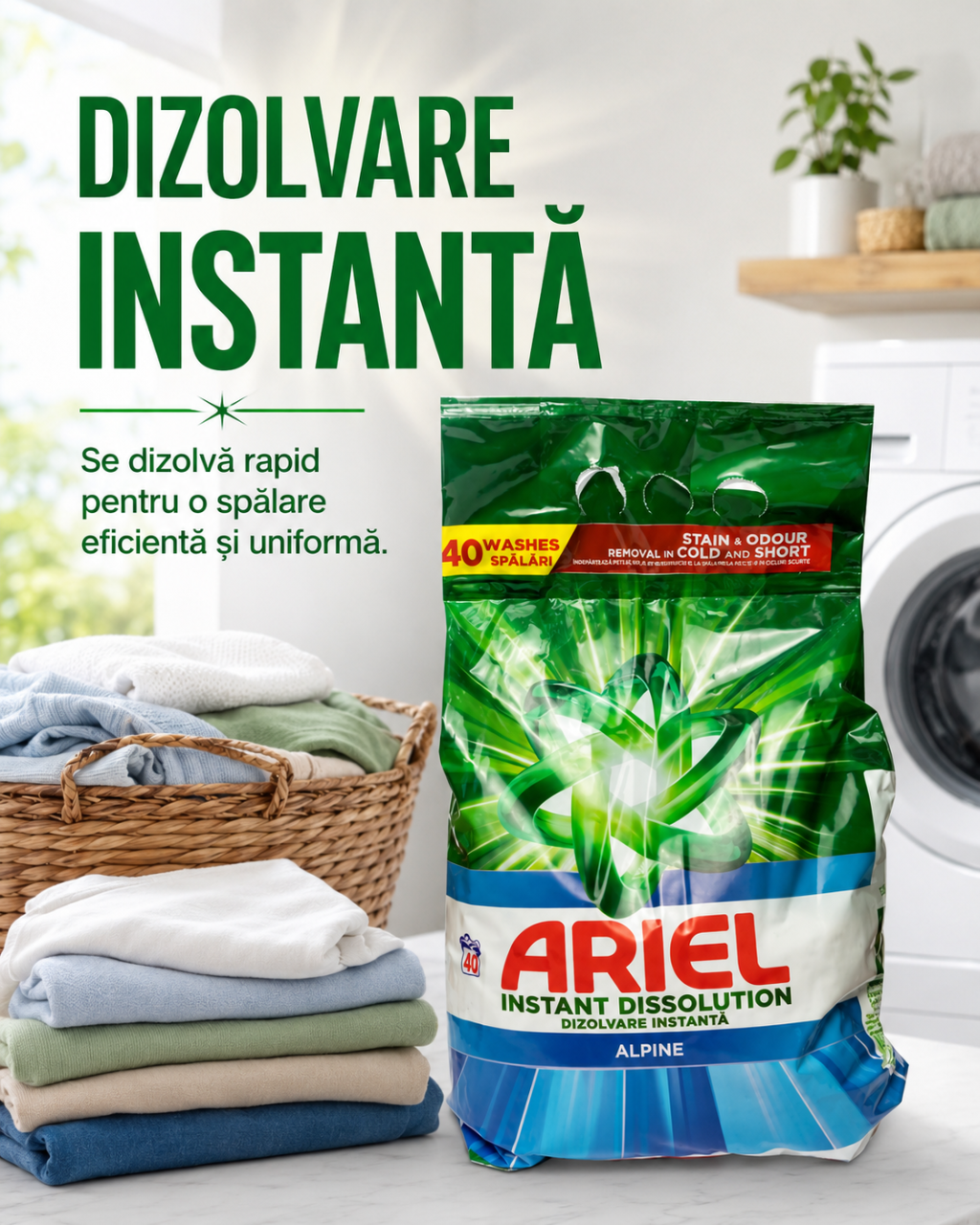 Ariel Instant Dissolution Alpine Detergent Automat de Rufe Pudra 40 Spalari 2.6 kg [3]