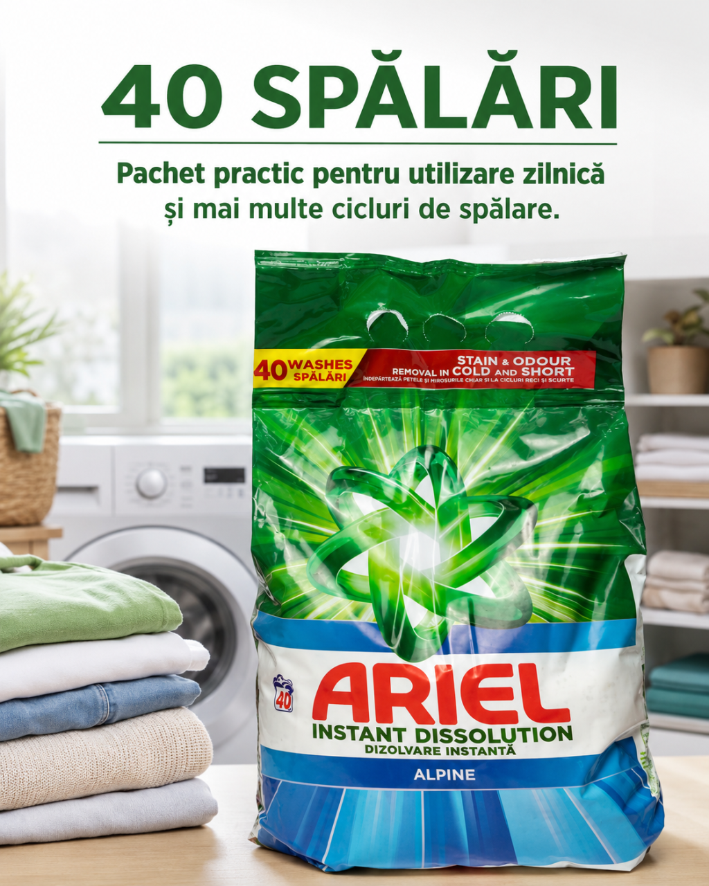 Ariel Instant Dissolution Alpine Detergent Automat de Rufe Pudra 40 Spalari 2.6 kg [5]
