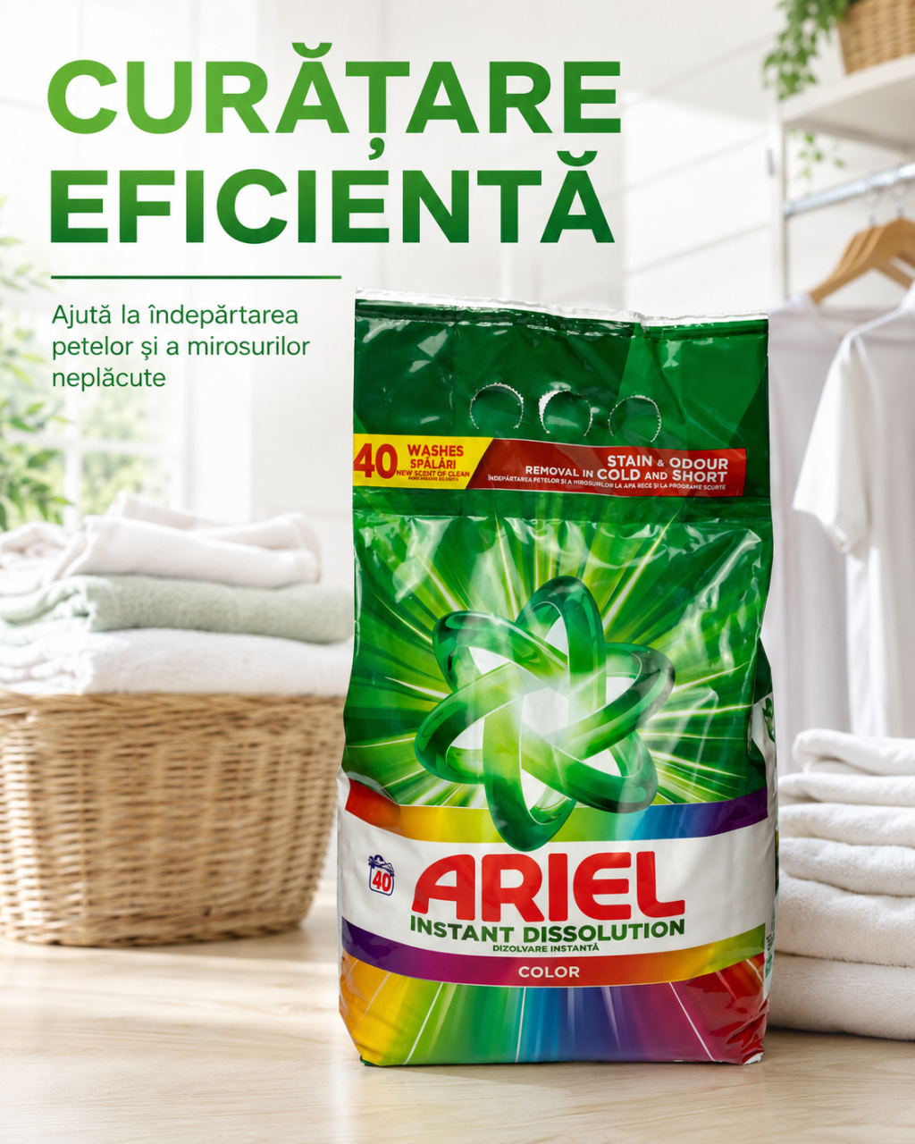 Ariel Instant Dissolution Color Detergent Automat de Rufe Pudra 40 Spalari 2.6 kg [6]