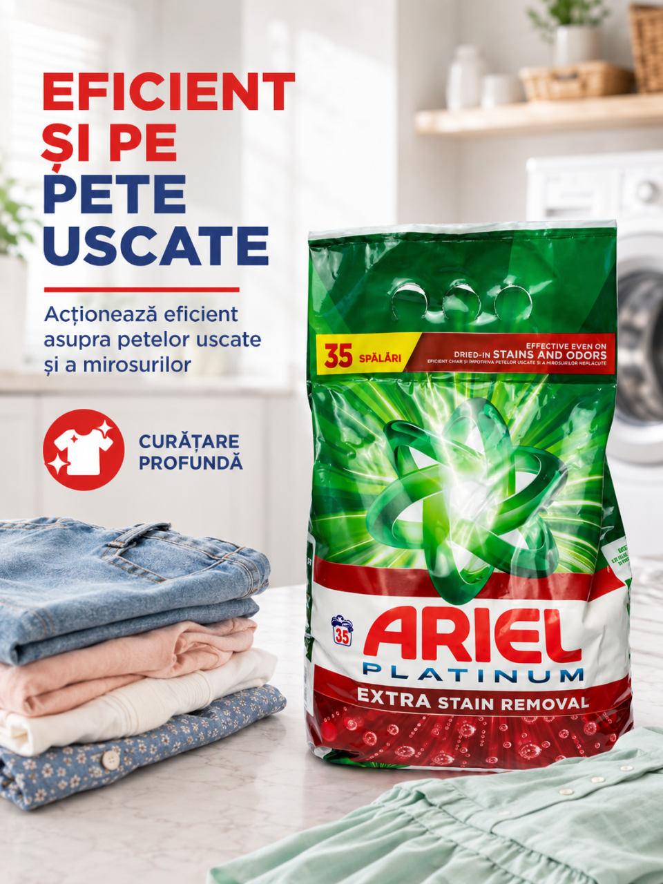 Ariel Platinum Extra Stain Removal Detergent Automat de Rufe Pudra 35 Spalari 2.27 kg [5]