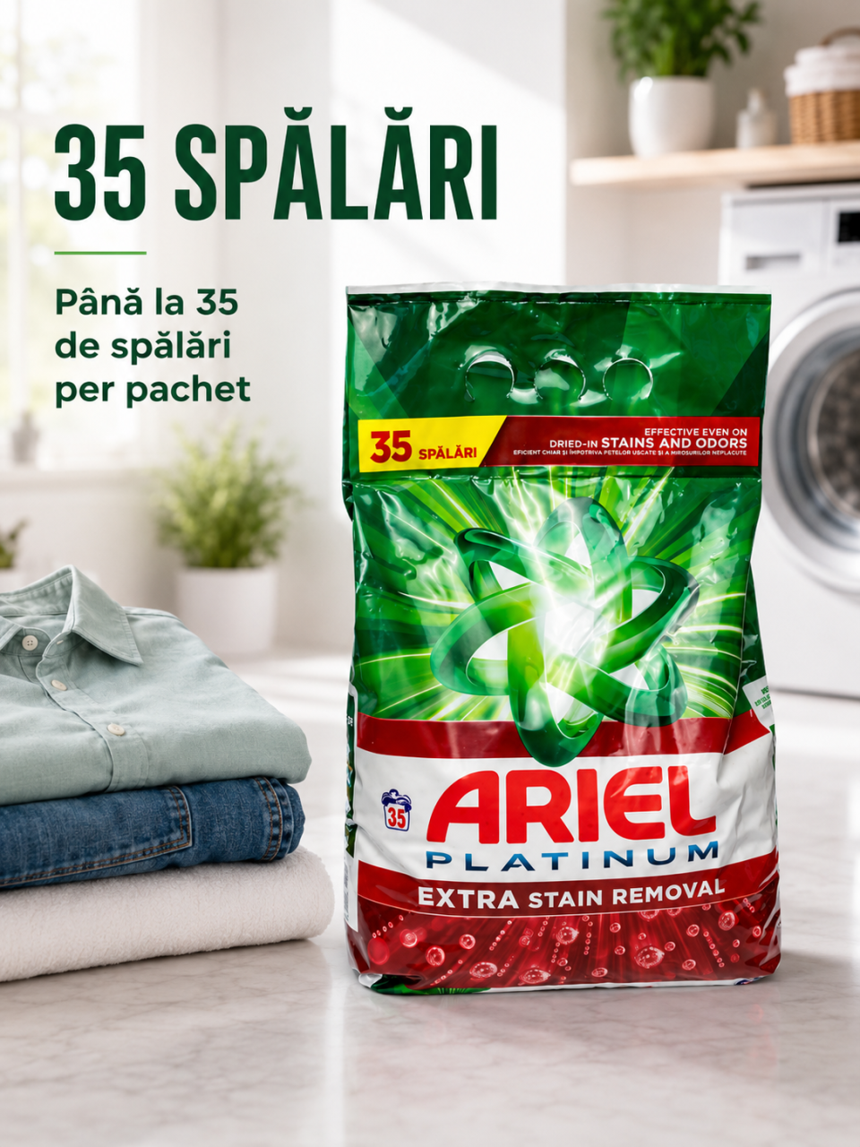 Ariel Platinum Extra Stain Removal Detergent Automat de Rufe Pudra 35 Spalari 2.27 kg [3]