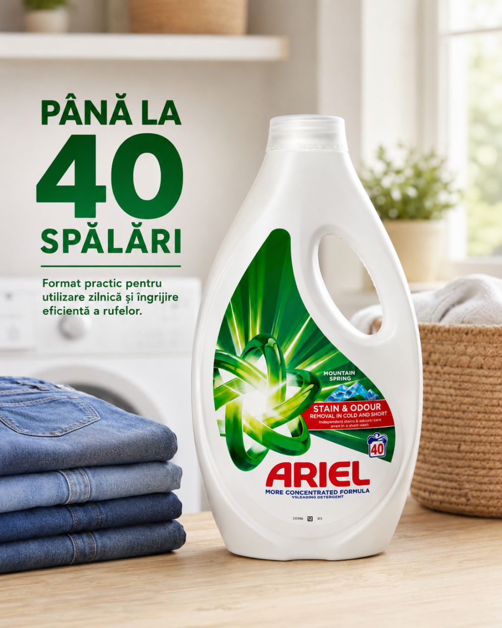 Ariel Mountain Spring Detergent Automat de Rufe Lichid 40 Spalari 1.8 L [3]
