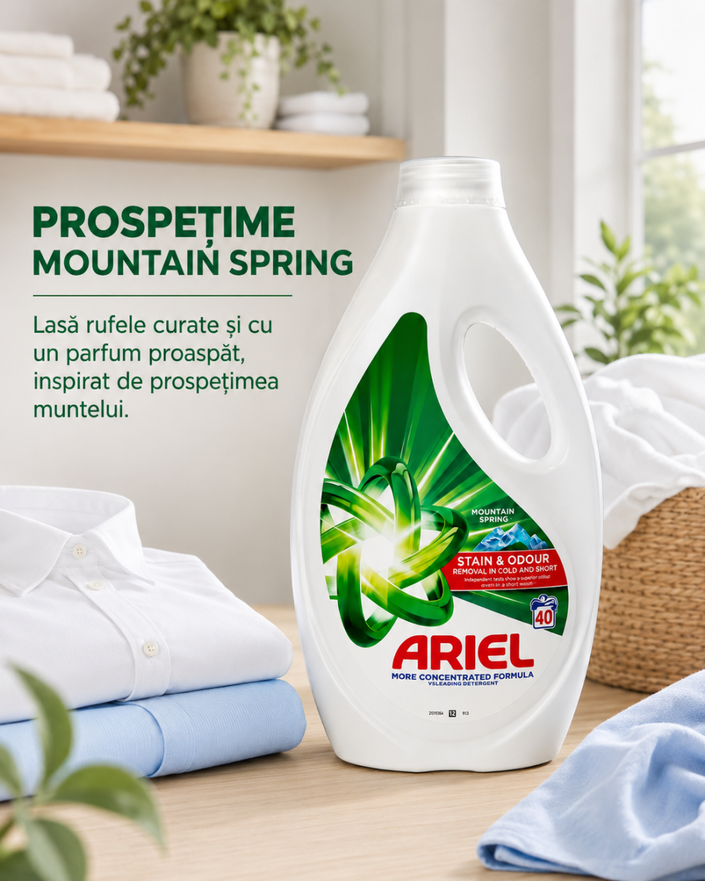 Ariel Mountain Spring Detergent Automat de Rufe Lichid 40 Spalari 1.8 L [6]