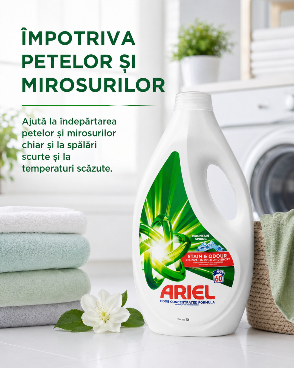 Ariel Mountain Spring Detergent Automat de Rufe Lichid 60 Spalari 2.7 L [3]