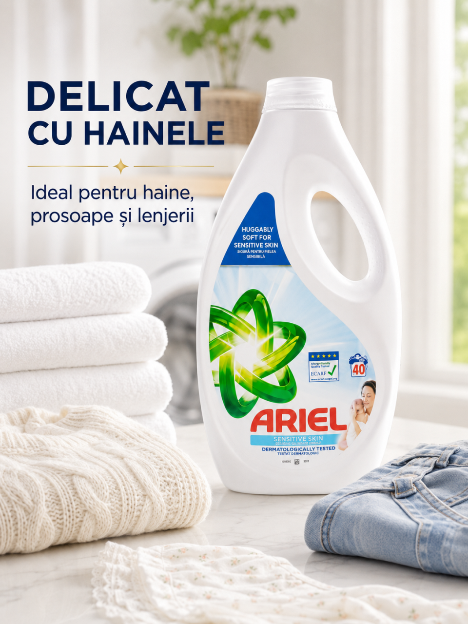 Ariel Sensitive Skin Detergent Automat de Rufe Lichid 40 Spalari 1.8 L [6]